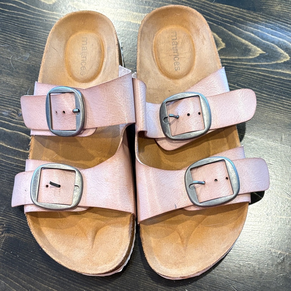 Maurices Light Pink Sandals with Silver Buckles